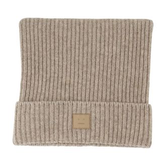 Acne Studios C40426-DRN Ribbed Cotton Beanie - Beige