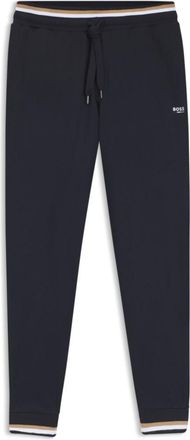 BOSS Cotton-terry tracksuit bottoms with signature stripes and logo