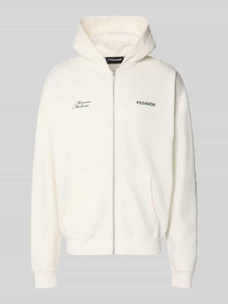 Pegador Oversized Sweatjacke mit Label-Print Modell Rochefort in Offwhite, Gr&ouml;&szlig;e XXL