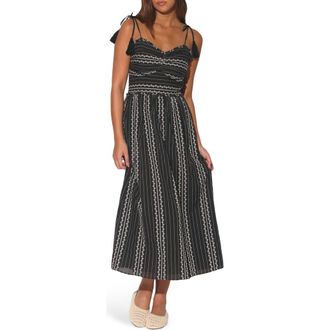 Walter Baker Carrie Tie Strap Embroidered Cotton Sundress in Bonita Embroidery at Nordstrom Rack, Size X-Large