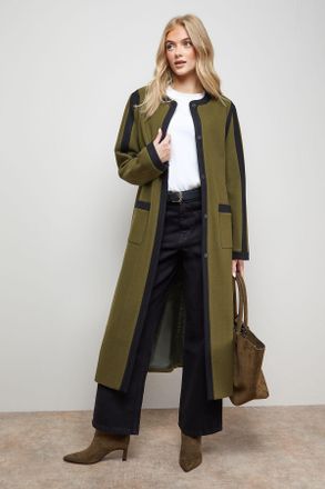 Oasis Womens Tipped Coat - Green - Size 10 UK