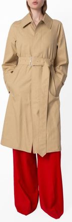 Burberry Long Gabardine Belted Car Coat, Brand Size 10 ( US Size 8 )
