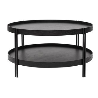 Miliboo Miliboo - Mesa De Centro Acabado Roble Negro Y Metal D80 Cm Twice