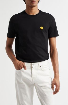 Versace Medusa Embroidered Cotton T-Shirt in Black at Nordstrom, Size Xxx-Large