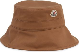 Moncler Archive DNA Cotton Twill Bucket Hat in Beige at Nordstrom, Size Medium