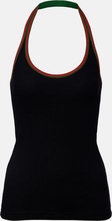 Gucci Web Stripe cotton-blend jersey top