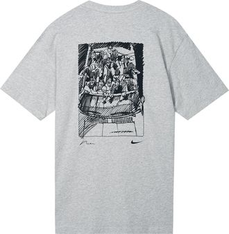 Nike Mens Nike SB Back Graffiti Funny Pattern Printing Round Neck Short Sleeve Light Grey T-Shirt DR7768-050