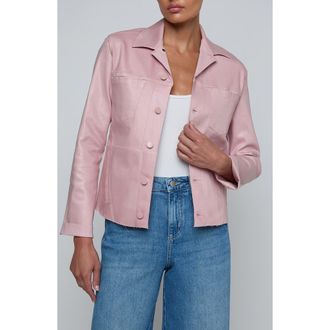 L'agence Janelle Slim Fit Raw Hem Jacket in Pale Rose Coated at Nordstrom, Size Xx-Small