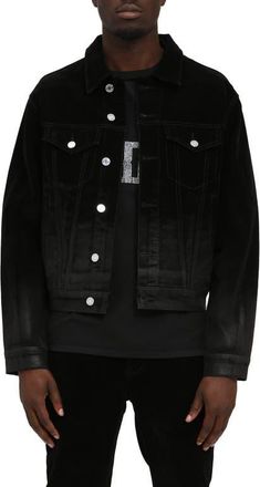 Purple Flocked Dipped Denim Jacket in Black at Nordstrom, Size X-Large