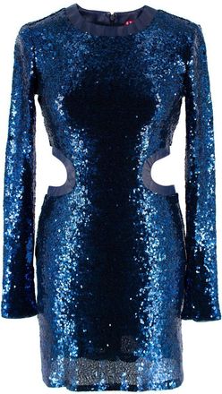 Staud Cobalt Sequin Long Sleeve Mini Dolce Dress Size XS