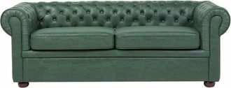 Beliani Beliani - Divano vintage a 3 posti in tessuto similpelle verde Chesterfield