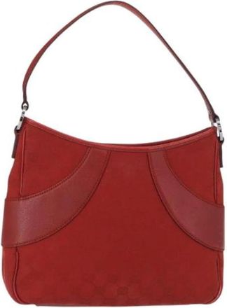 Gucci Pre-owned Shoulder Bags, female, Red, Size: ONE SIZE Pre-owned Vintage Canvas Shoulder Bag