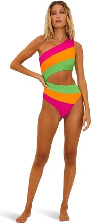 Beach Riot Womens Beach Riot Joyce Swimsuit Multi Colorblock Stretch One-Piece GBO1157