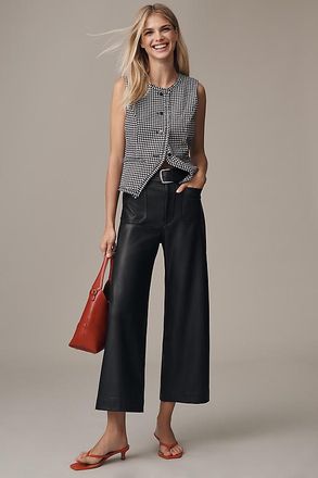 Maeve The Colette Faux Leather Crop Wide-Leg Pants by Maeve