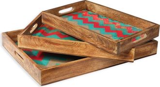 Tiramisu Sunshine Springs 3-Piece Decorative Trays in Blue/Red at Nordstrom Rack