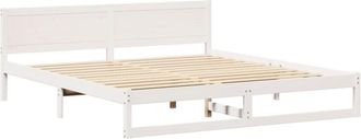 vidaXL Vidaxl - Bed Frame with Headboard White 180 x 200 cm Solid Pine wood