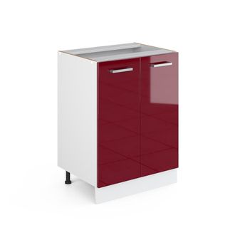 Vicco Mueble Bajo Universal R-line, Rojo Burdeos Alto Brillo, 60 Cm Con Puertas, Sin Encimera Vicco