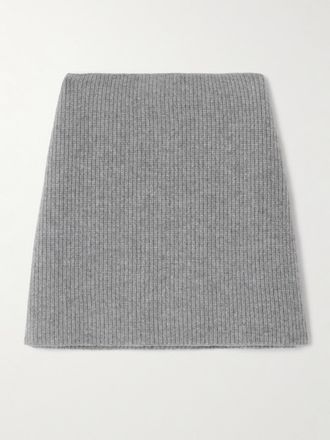 Liberowe Minigonna In Cashmere A Coste Mathilde - Grigio