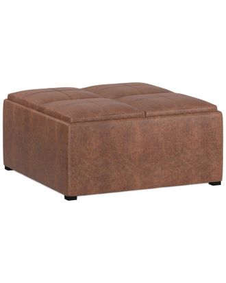 Simpli Home Avalon 35In Contemporary Square Coffee Table Storage Ottoman