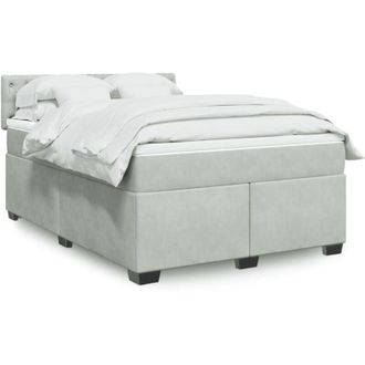 vidaXL Vidaxl - Cama Box Spring Con Colch&oacute;n Terciopelo Gris Claro 140x200 Cm