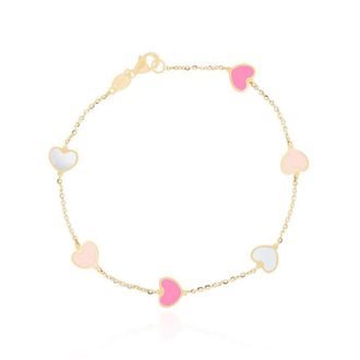 The Lovery Pink Mixed Heart Station Bracelet