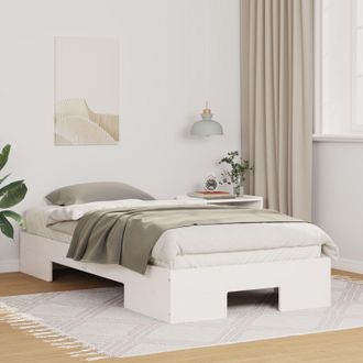 Berkfield Home Floor Bed Frame with Storage White 80 x 200 cm Solid pine wood