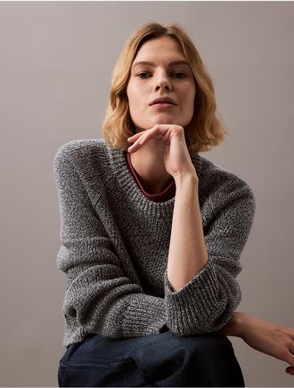 Calvin Klein Jeans Calvin Klein Womens Wide Collar Sweater - Grey - XS