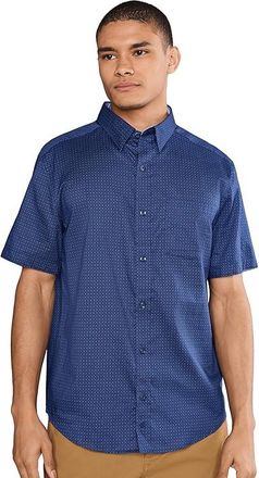 Johnston & Murphy Logan Printed Cotton Short-sleeve Shirt Mens Clothing Navy Mini Circle : 3XL, Cotton/Viscose