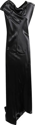 Alberta Ferretti Long Black Satin Dress