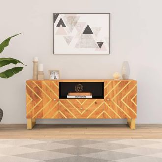 vidaXL Mueble De Tv Madera Maciza Mango Marr&oacute;n Y Negro 105x33,5x46 Cm Vidaxl