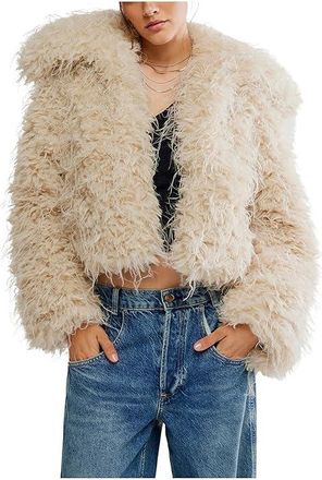 Free People Moonglow Fur Womens Coat Tea : LG (Womens 12-14), Polyester/Wool