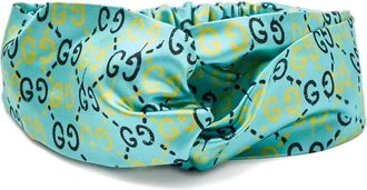 Gucci Geknoopte haarband met GG-patroon - Blauw
