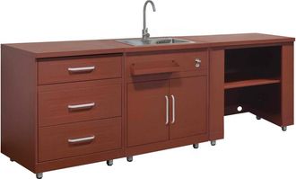 Oviala Cocina exterior de 3 piezas con fregadero de ladrillo