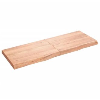 vidaXL Encimera baño madera maciza tratada marrón claro 140x50x(2-6)cm Vidaxl