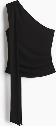 H&M Drapiertes One-Shoulder-Shirt - Schwarz