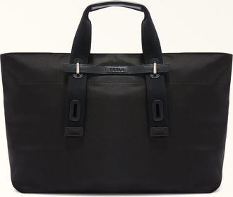 Furla Man Giove Borsa Shopping Nero Nero Tessuto Impermeabile In Nylon Cordura Uomo