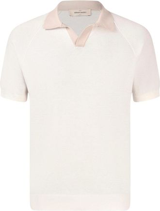 Gran Sasso Beige V Neck Polo Shirt