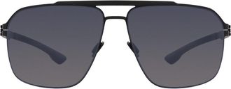 Ic! Berlin M1661 MB 14 Black Mens Sunglasses Black Size 61