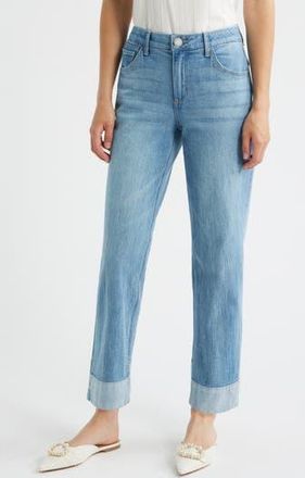 Wit & Wisdom Round Up High Waist Cuffed Boyfriend Jeans in Light Blue at Nordstrom Rack, Size 8