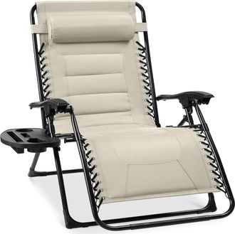 Best Choice Products Oversized Padded Zero Gravity Chair, Folding Outdoor Patio Recliner w/ Side Tray