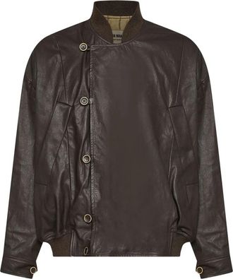 Uma Wang Bomberjack - Heren - Bomber jackets - Bruin - S - Leer - Jassen