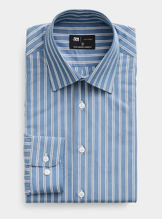 Le 31 Mens Vintage blue striped shirt Modern fit