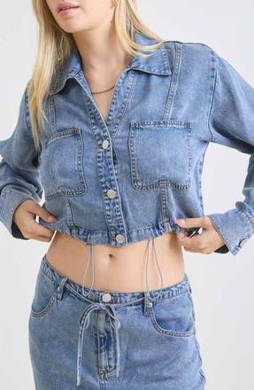 Blu Pepper Denim Cropped Button Front Top at Nordstrom Rack, Size Medium
