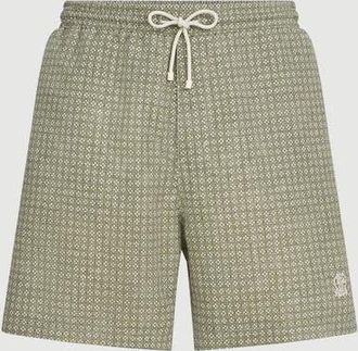 Brunello Cucinelli Flower print nylon swim shorts in Sage at Nordstrom, Size Xxx-Large