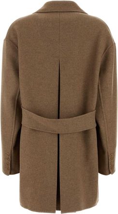 Ermanno Scervino Womens Monopetto Coat Beige Wool Nylon