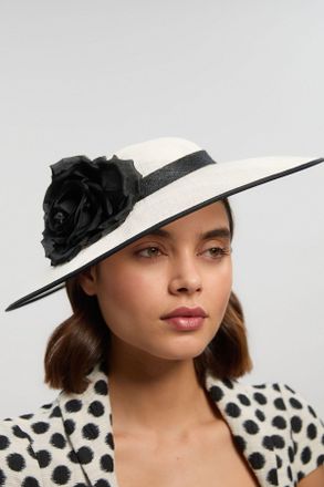 Karen Millen Womens Grosgrain Trim Large Disc Flower Fascinator - White - One Size