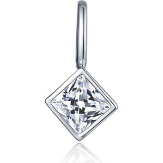 Lafonn Princess Simulated Diamond Bezel Charm in Silver at Nordstrom
