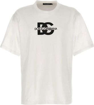 Dolce & Gabbana T-Shirts, male, White, XL, Short-Sleeved T-Shirt with Logo Print