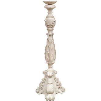 Biscottini International Biscottini - candeliere legno 90x30x30 cm Portacandele legno Candelabro bianco Made in Italy Candelabri Shabby Candelabro da terra