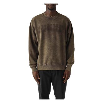 Dsquared2 Hoodies & sweatvesten, Heren, Bruin, L, Katoen, Crewneck Sweatshirt